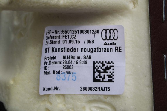 AUDI A4 8W SEDAN FOTELE KOMPLET FOTELI siedzeń siedzenia fotel tapicerka 8W5 8W skóra kolor brąz B9 fotele tapicerka brąz 8W