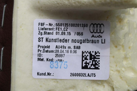 AUDI A4 8W SEDAN FOTELE KOMPLET FOTELI siedzeń siedzenia fotel tapicerka 8W5 8W skóra kolor brąz B9 fotele tapicerka brąz 8W