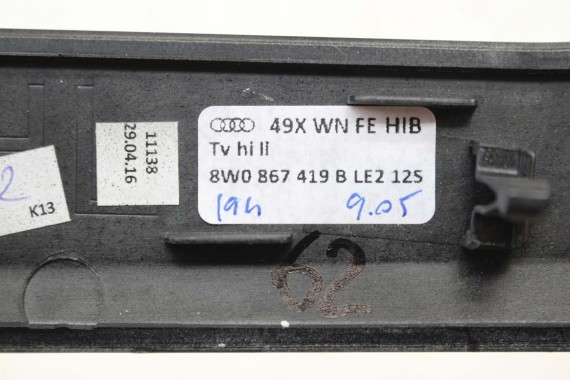AUDI A4 A5 8W LISTWY OZDOBNE LISTWA DEKOR DEKORY WYKOŃCZENIE 8W1853189B 8W1853190D 8W1863969B 8W0867410Q 8W0867420B LE2 drewno
