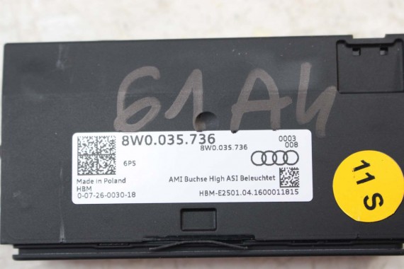 AUDI A4 A5 Q5 PORT USB PRZYŁĄCZE AUX 8W0035736 8W0 035 736 8W 80A R8 8S PANEL WEJŚCIE 8W0035736 8W0035736 8W0035736 8W0035736