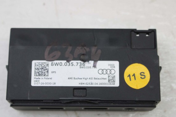 AUDI A4 A5 Q5 PORT USB PRZYŁĄCZE AUX 8W0035736 8W0 035 736 8W 80A R8 8S PANEL WEJŚCIE 8W0035736 8W0035736 8W0035736 8W0035736