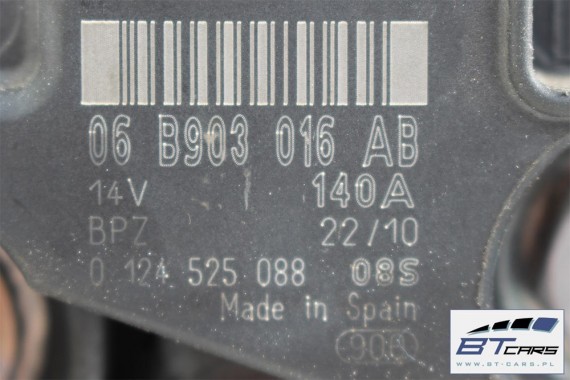 VW AUDI ALTERNATOR 140A 06B903016AB 06B903019EX 06B 903 016 AB BOSCH 2.0 TFSi silnik benzyna 0124525088 SEAT SKODA 06B903016AB