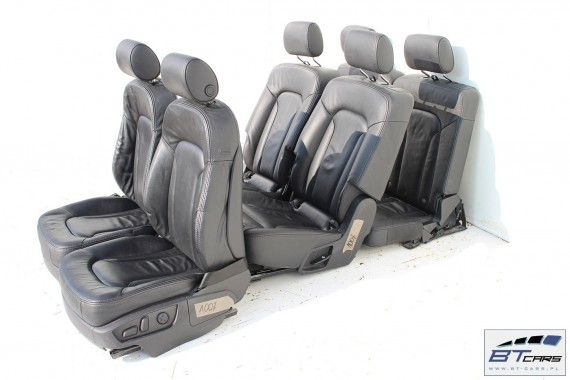 AUDI Q7 4L FOTELE KOMPLET FOTELI siedzeń siedzenia fotel tapicerka skóra kolor czarny wersja 6 osobowa