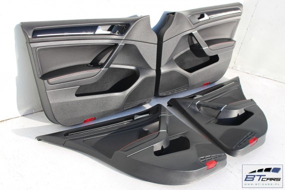 VW GOLF 7 VII GTi FOTELE KOMPLET FOTELI siedzeń siedzenia fotel tapicerka 5G 5G0 skóra czarny czerwony 5 drzwi 5G4 czerwona nić