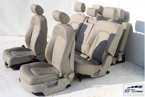 AUDI Q7 4L FOTELE KOMPLET FOTELI siedzeń siedzenia fotel tapicerka  wersja 7-osobowa skóra kolor szary beżowy 4L