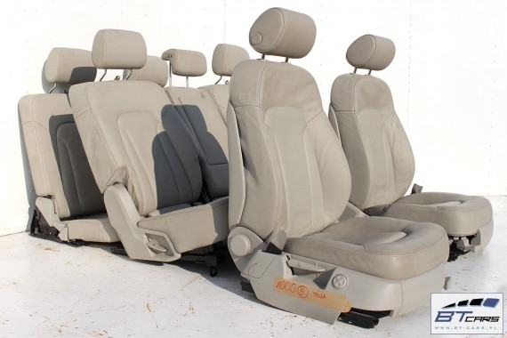 AUDI Q7 4L FOTELE KOMPLET FOTELI siedzeń siedzenia fotel tapicerka  wersja 7-osobowa skóra kolor szary beżowy 4L