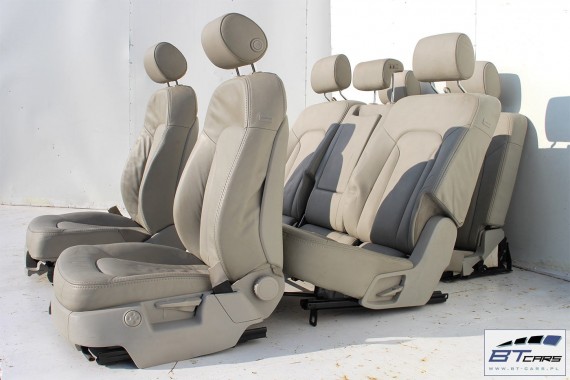 AUDI Q7 4L FOTELE KOMPLET FOTELI siedzeń siedzenia fotel tapicerka  wersja 7-osobowa skóra kolor szary beżowy 4L