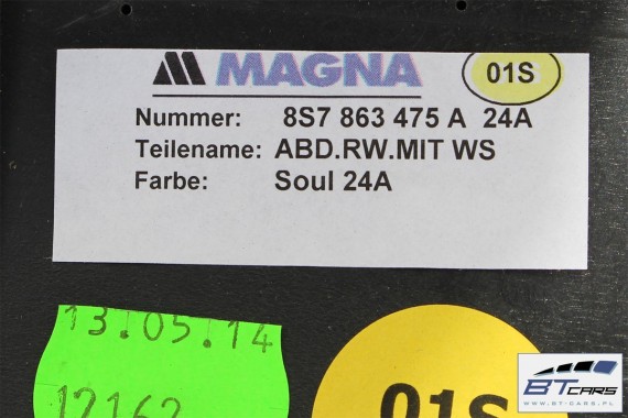 AUDI TT CABRIO OSŁONA TYLNEJ ŚCANY 8S7863475A 8S7863505A 8S7 863 475 A 8S7 863 505 A 8S 24A - czarny soul 8S7863475A 8S7863475C