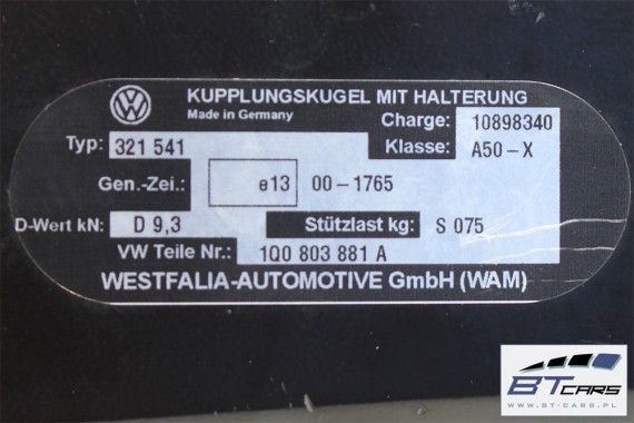 VW EOS HAK HOLOWNICZY BELKA TYŁ tylna zderzaka MODUŁ STEROWNIK 1Q0803881A 3C0803882A 1K0907383F 3C0803882A 1K0907383F 1K0907383