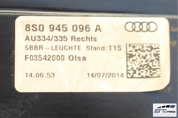 AUDI TT 8S CABRIO TYŁ ZDERZAK tylny + KLAPA BAGAŻNIKA 8S7 2015- Kolor: LY3U - czerwony (tangorot) 8S0945095A 8S0945096A