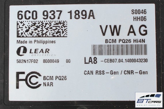 VW POLO MODUŁ STEROWNIK BORDNETZ BCM 6C0937189 6C0937189A 6C0937189B mocy 6C0 937 189 6C0937189 6C0937189A 6C0937189B 6C0937189