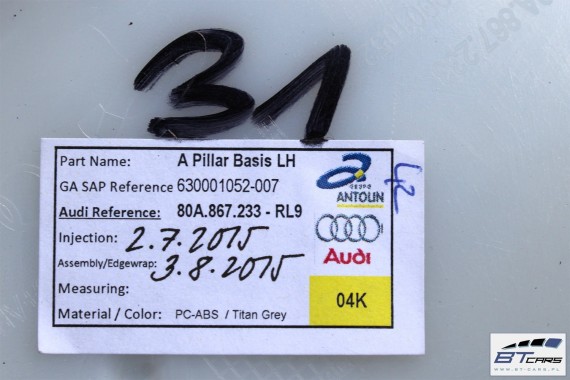 AUDI Q5 SŁUPEK A POSZYCIE 80A867233 80A867234 RL9 80A 867 233 80A 867 234 FY RL9 - szary tytanowy 80A867233 80A867234 80A867233