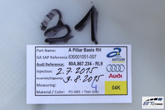 AUDI Q5 SŁUPEK A POSZYCIE 80A867233 80A867234 RL9 80A 867 233 80A 867 234 FY RL9 - szary tytanowy 80A867233 80A867234 80A867233