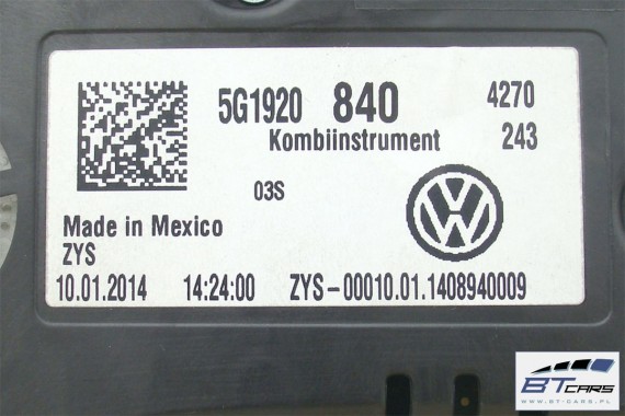 VW GOLF 7 ZEGARY LICZNIKI BENZYNA USA 5G1 920 840 5G1920840 ZEGAR WYŚWIETLACZ WIELOFUNKCYJNY MEDIUM LICZNIK ZESTAW WSKAŹNIKÓW