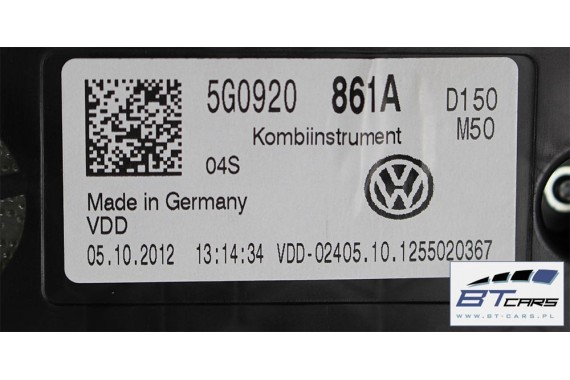 VW GOLF 7 VII ZEGARY LICZNIKI DIESEL 5G0920861A 5G0 920 861 A ZEGAR LICZNIK WYŚWIETLACZ WIELOFUNKCYJNY MEDIUM ZESTAW WSKAŹNIKÓW