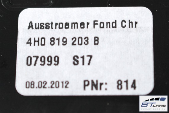 AUDI A8 WLOTY POWIETRZA TUNELU NAWIEW 4H0819203B 4H0 819 203 4H0819203B 4H D4 chrom 4H0819203A 4H0819203D 4H0819203E 4H0819203F