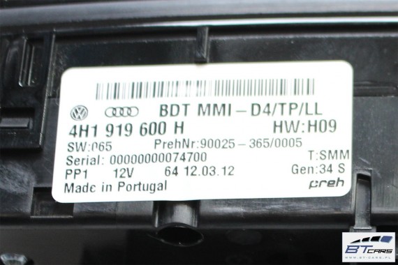 AUDI A8 PANEL GAŁKI MMI TOUCHPAD 4H1919600H 4H1919600M 4H1919600B 4H1919600C 4H1919600D 4H1919600F 4H1919600H 4H1919600M