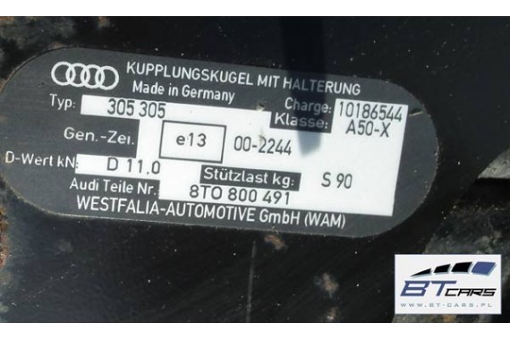 AUDI A4 A5 HAK HOLOWNICZY + BELKA TYŁ tylna zderzaka + MODUŁ STEROWNIK 8T0800491 8K0907383 8T0 800 491 8K 8K0907383A 8K0907383D