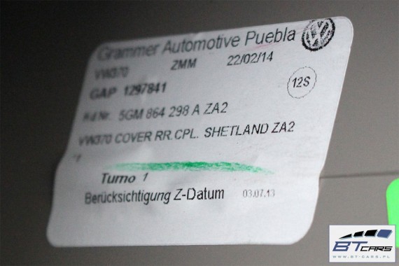 VW GOLF 7 VII TUNEL ŚRODKOWY + PODŁOKIETNIK 5G 5G1863241 5GM864298A Z PODŁOKIETNIKIEM skóra kolor mocca ZA2 shetland 5G0864207