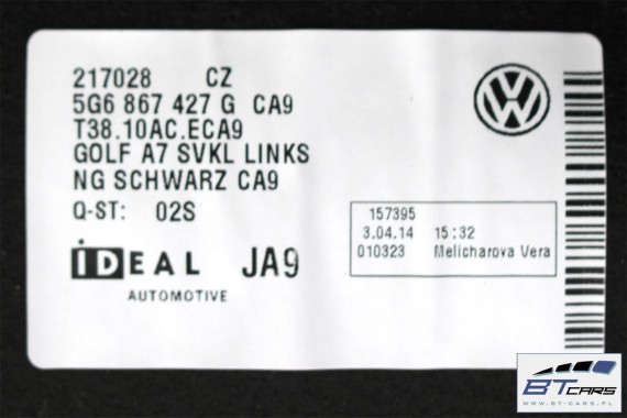VW GOLF 7 E-GOLF BOCZEK BAGAŻNIKA LEWY 5G6867427G 5G6 867 427 5G6867427G 5G6867427C 5G6867427G 5G6867427C 5G6867427G 5G6867427G