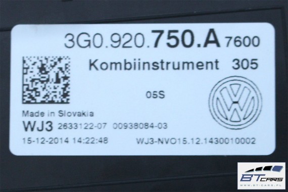 VW PASSAT B8 ZEGARY LICZNIKI BENZYNA 3G0 920 750 A 3G0920750A ZEGAR LICZNIK BENZYNOWY WYŚWIETLACZ WIELOFUNKCYJNY COLOUR