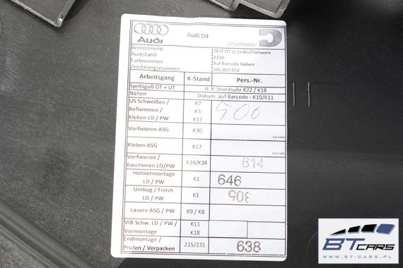 AUDI A8 KONSOLA DESKA ROZDZIELCZA KOKPIT PULPIT 4H 4H1857001B 4H1 857 001 D4 szara kolor szary EF1 stalowoszary 4H1857001B