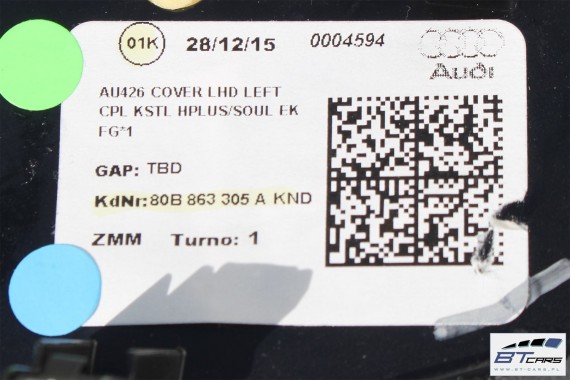 AUDI Q5 WYKOŃCZENIE TUNELU 80B863305A 80B863306A 80B863306A ŚRODKOWEGO TAPICERKA KND czarny 80A FY S-LINE 80B863305C 80B863306C