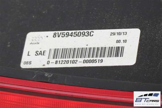 AUDI A3 SEDAN LAMPY TYLNE LED TYŁ USA 8V5945093C 8V5945094C 8V5945095C 8V5945096C 8V5 945 093 C 8V5945093J 8V5945094J 8V5945093C