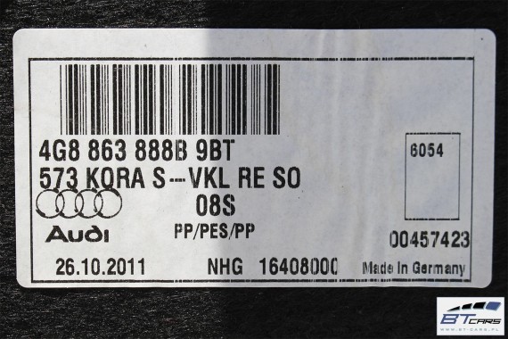 AUDI A7 BOCZEK + DYWAN BAGAŻNIKA 4G8863887B 4G8863888B 4G8863471 4G8863463A 4G boczki bagażnik tapicerka 4G8863887B 4G8863888B