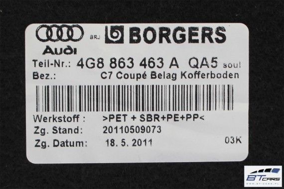 AUDI A7 BOCZEK + DYWAN BAGAŻNIKA 4G8863887B 4G8863888B 4G8863471 4G8863463A 4G boczki bagażnik tapicerka 4G8863887B 4G8863888B