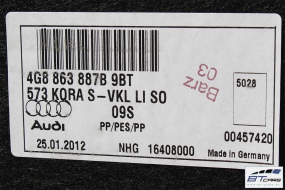 AUDI A7 BOCZEK + DYWAN BAGAŻNIKA 4G8863887B 4G8863888B 4G8863471 4G8863463A 4G boczki bagażnik tapicerka 4G8863887B 4G8863888B