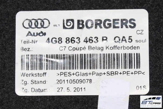 AUDI A7 BOCZEK + DYWAN BAGAŻNIKA 4G8863887B 4G8863888B 4G8863471 4G8863463A 4G boczki bagażnik tapicerka 4G8863887B 4G8863888B
