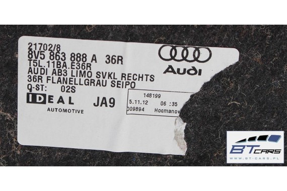 AUDI A3 SEDAN BAGAŻNIK PODŁOGA + BOCZEK 8V5863887C 8V5863888A 8V5863463 boczki tapicerki 8V5863887 8V5863888 8V5863463 8V