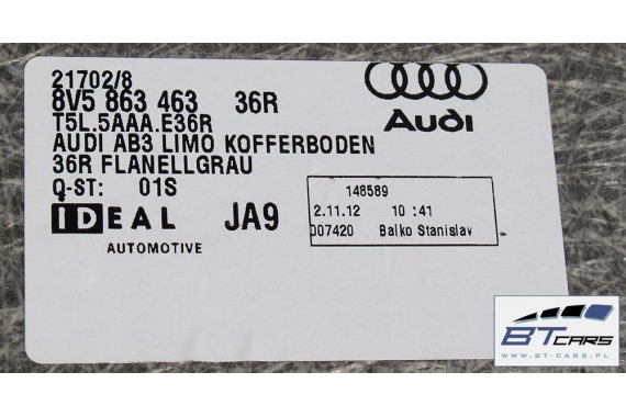 AUDI A3 SEDAN BAGAŻNIK PODŁOGA + BOCZEK 8V5863887C 8V5863888A 8V5863463 boczki tapicerki 8V5863887 8V5863888 8V5863463 8V