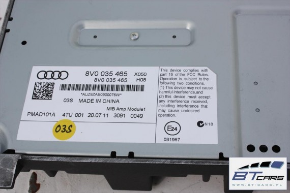 AUDI A3 GŁOŚNIKI WZMACNIACZ NAGŁOŚNIENIE BANG & OLUFSEN 8V0035465 8V0035397A 8V0035411A 8V0035399B 8V0035415B 8V3035709 8V