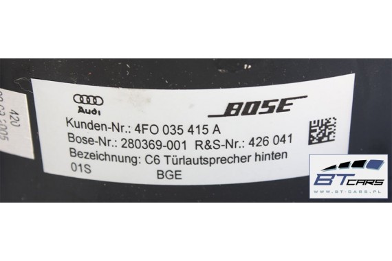AUDI A6 SEDAN GŁOŚNIKI ZESTAW BOSE 4F 4F0035415A 4F0035399A 4F0035412B 4F0035411B 4F0035411D 4F0035381C 4F5035361 4F0035382C