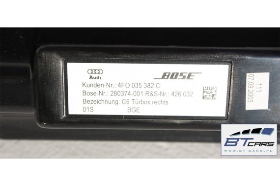 AUDI A6 SEDAN GŁOŚNIKI ZESTAW BOSE 4F 4F0035415A 4F0035399A 4F0035412B 4F0035411B 4F0035411D 4F0035381C 4F5035361 4F0035382C