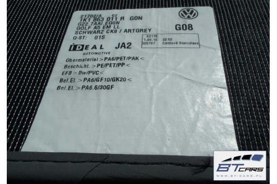 VW GOLF 5 6 JETTA DYWANIKI WYCIERACZKI PODŁOGI 1K1863011R 1K1863011B 1K1863011K 1K1 863 011 K 1K1863011B 1K1863011D 1K1863011M