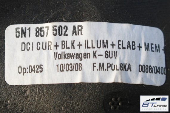 VW TIGUAN LUSTERKO DRZWI PRAWE 13 pin kanli LA3T  zewnętrzne elektrycznie składane  5N 5N0