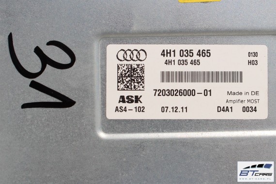AUDI A8 GŁOŚNIKI WZMACNIACZ BANG & OLUFSEN 4H D4 4H0035465 4H0035466 4H0035300 4H0035299 4H0035825 4H0035826 4H0035361 ZESTAW S8
