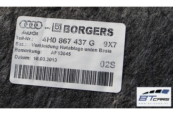 AUDI A8 LIFT BOCZEK DYWAN BAGAŻNIKA TAPICERKA 4H0863879 4H0863880 4H0863471 4H0863463 4H D4 boczki bagażnik tapicerka