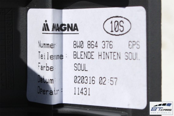 AUDI A4 A5 WYKOŃCZENIE TUNELU ŚRODKOWEGO 8W0864376 8W0 864 376 6PS - czarny (soul) 8W B9 8W0864376 8W0864376 8W0864376 8W0863300