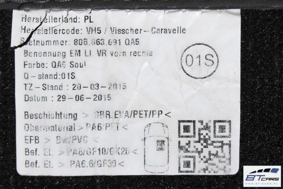 AUDI Q5 DYWANIKI PODŁOGI 80B863691 80A864450 Kolor: 'QA5' - czarny wycieraczki 80B 863 691 80A FY 80B863691 80B863691A 80B863691