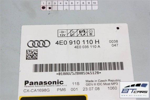 AUDI A4 A5 A6 A8 Q5 Q7 ZMIENIARKA CD 4E0910110H 4E0035110A 4E0057110H MP3 4E0910110B 4E0910110A 4E0910110C 4E0910110H 4E0035110