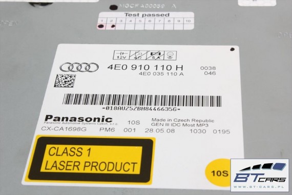 AUDI A4 A5 A6 A8 Q5 Q7 ZMIENIARKA CD 4E0910110H 4E0035110A 4E0057110H MP3 4E0910110B 4E0910110A 4E0910110C 4E0910110H 4E0035110