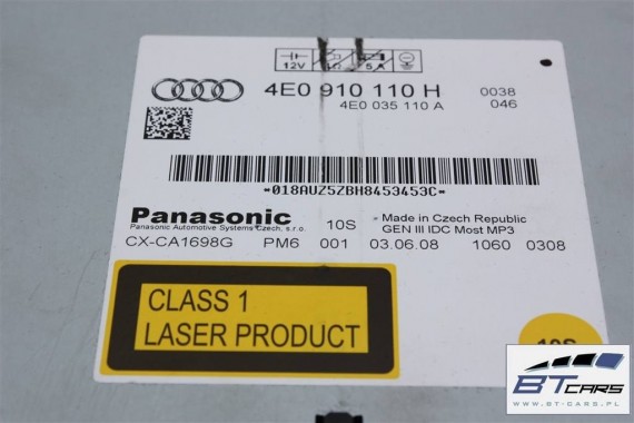 AUDI A4 A5 A6 A8 Q5 Q7 ZMIENIARKA CD 4E0910110H 4E0035110A 4E0057110H MP3 4E0910110B 4E0910110A 4E0910110C 4E0910110H 4E0035110