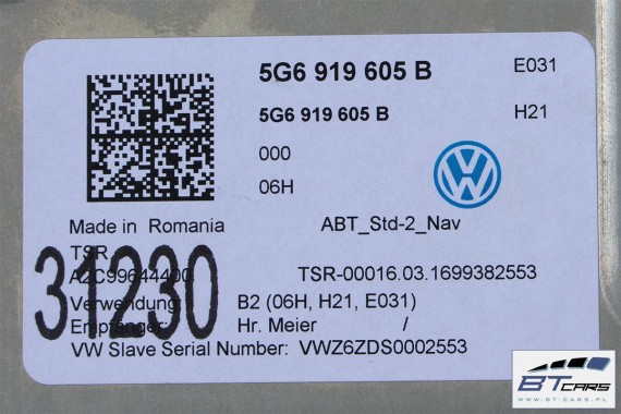 VW GOLF 7 FL B8 ARTEON TOURAN POLO EKRAN KOLOROWY 5G6919605B DOTYKOWY KOLOR MONITOR WYŚWIETLACZ LCD 5G6 919 605 8 CALA radio MMI