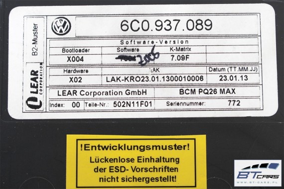 VW POLO SKODA SEAT STEROWNIK BORDNETZ 6C0937089 moduł BCM 6C0937089A 6C0937089B 6C0937089C 6C0937089D 6C0 937 089 6C0937089