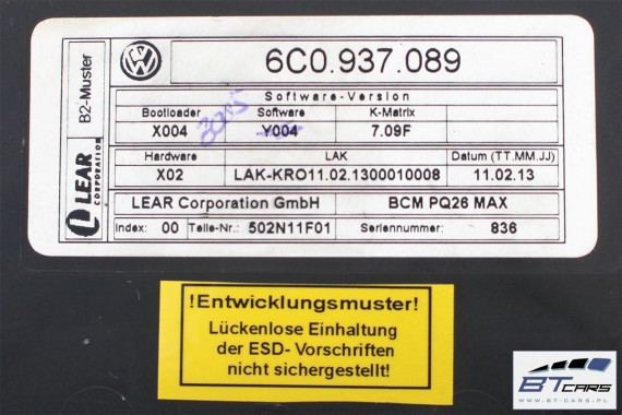 VW POLO SKODA SEAT STEROWNIK BORDNETZ 6C0937089 moduł BCM 6C0937089A 6C0937089B 6C0937089C 6C0937089D 6C0 937 089 6C0937089