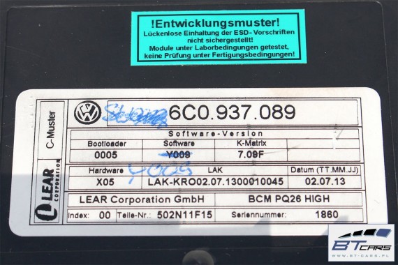 VW POLO SKODA SEAT STEROWNIK BORDNETZ 6C0937089 moduł BCM 6C0937089A 6C0937089B 6C0937089C 6C0937089D 6C0 937 089 6C0937089